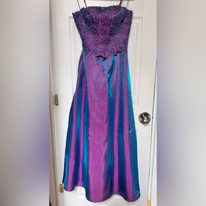 Vintage Prom Ball Gown Purple/Blue Shimmer